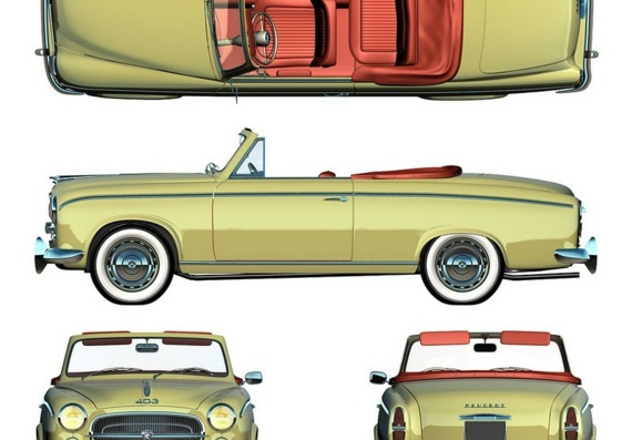 Peugeot 403 Cabriolet (1958) (Пежо 403 Кабриолет (1958)) - чертежи (рисунки) автомобиля